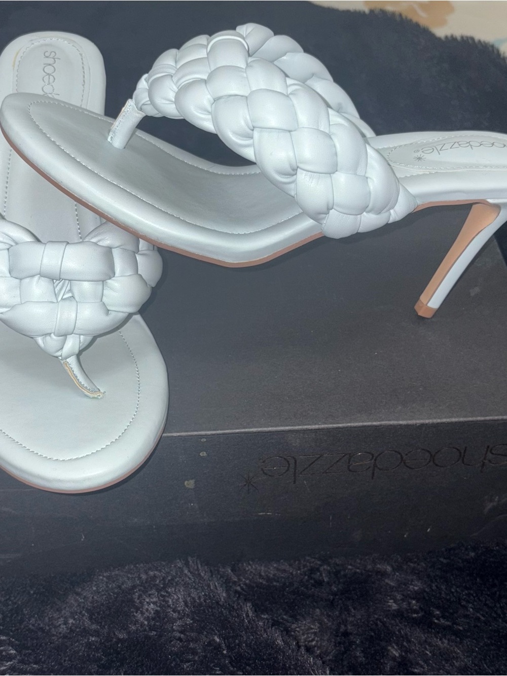 Shoe Dazzle White Braided Thong Slide Sandals - Women - Picture 3 of 3